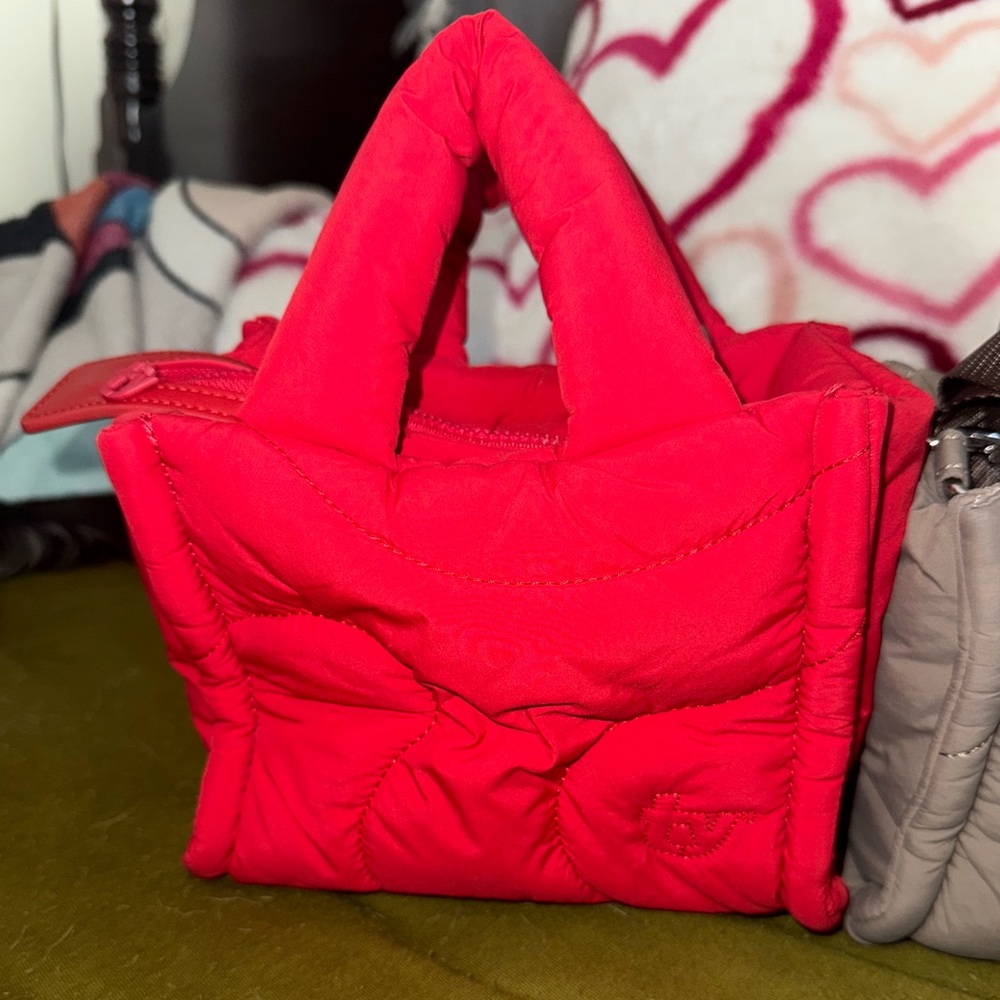 Thirty years mini red puffy bag.